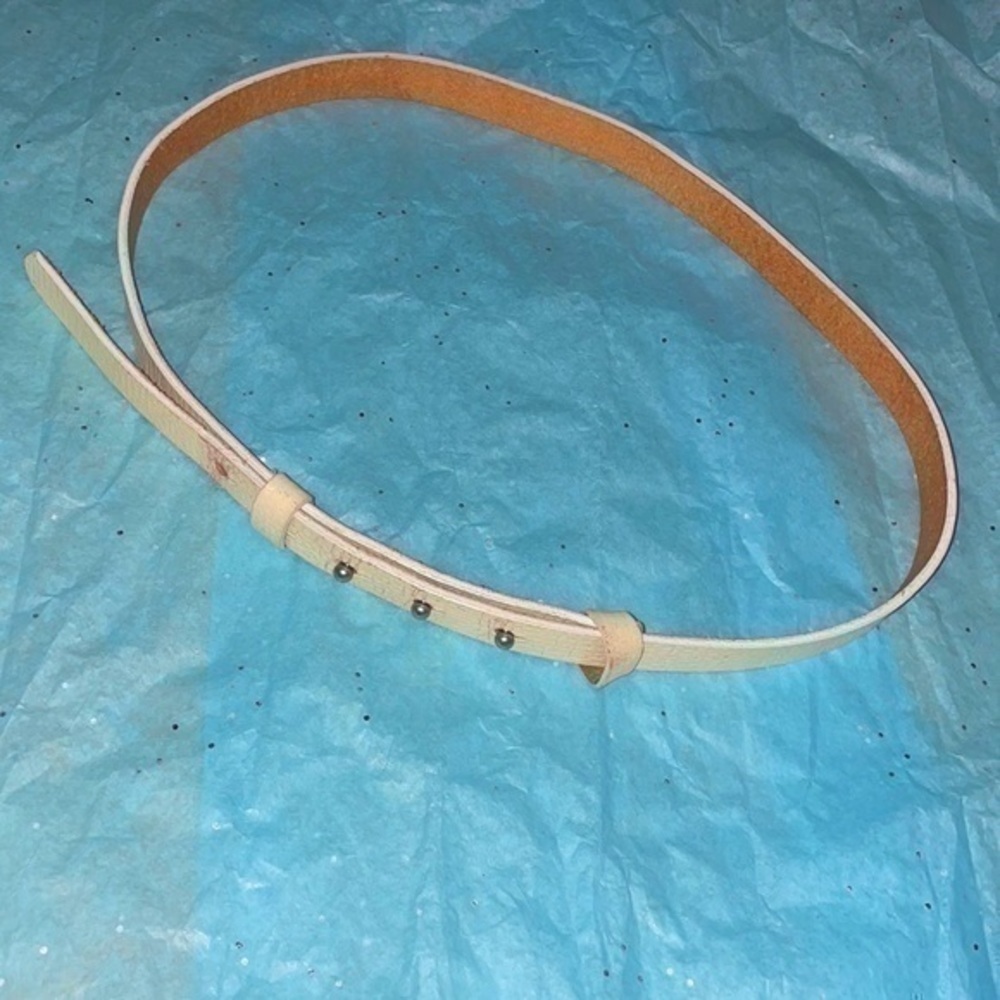 Handmade Genuine Leather Hip Belt no buckle button studs natural gently preloved - Picture 2 of 12